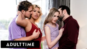 ADULT TIME – Scarlett Sage Swaps Husband’s With Spanish Babe Carlita Ray For WILD SWINGER FOURSOME!