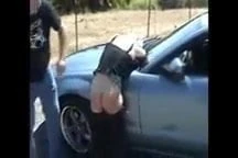 spanked over car