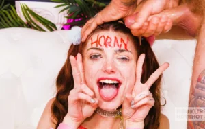 Shrooms Q Gags on Bryan Gozzling While He Pounds Her Throat!